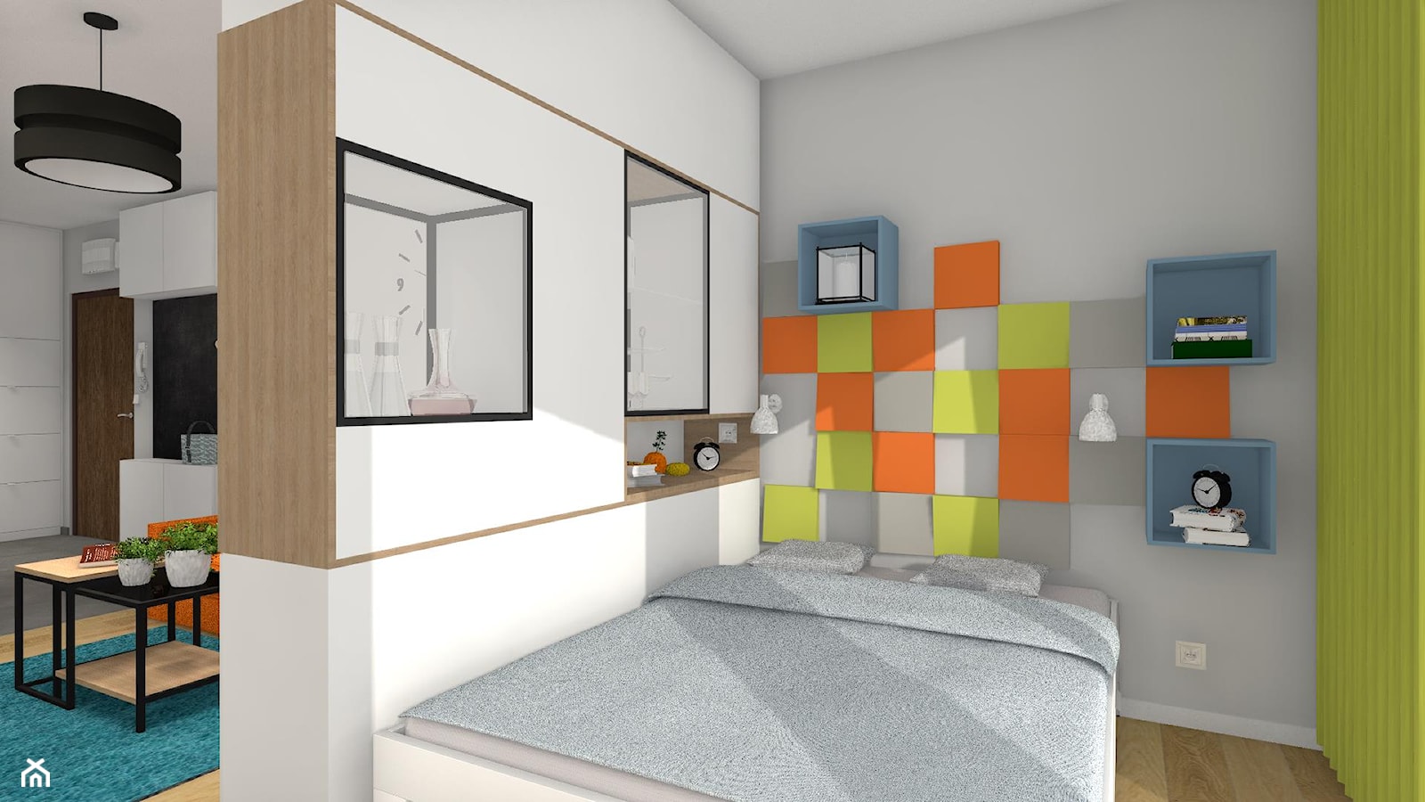 Kolor z elementami loftowymi - Średnia szara sypialnia, styl nowoczesny - zdjęcie od Justyna Lewicka Design - Homebook