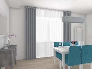 Włocławek- wnętrza w parterowym domu - Średnia biała jadalnia jako osobne pomieszczenie, styl nowoczesny - zdjęcie od Justyna Lewicka Design