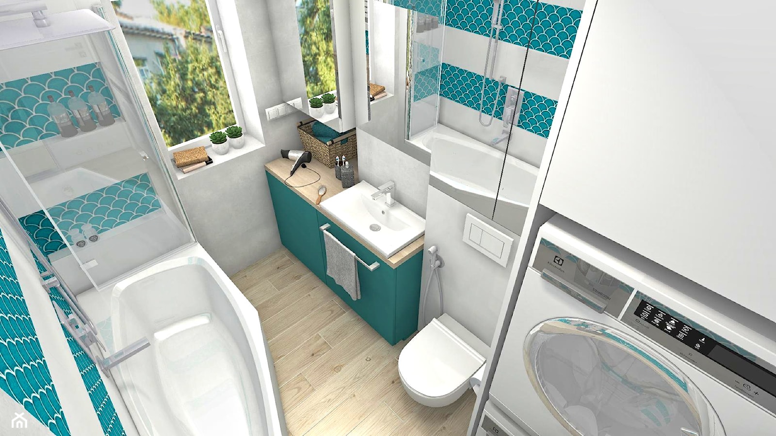 turkusowa łazienka - zdjęcie od Justyna Lewicka Design - Homebook
