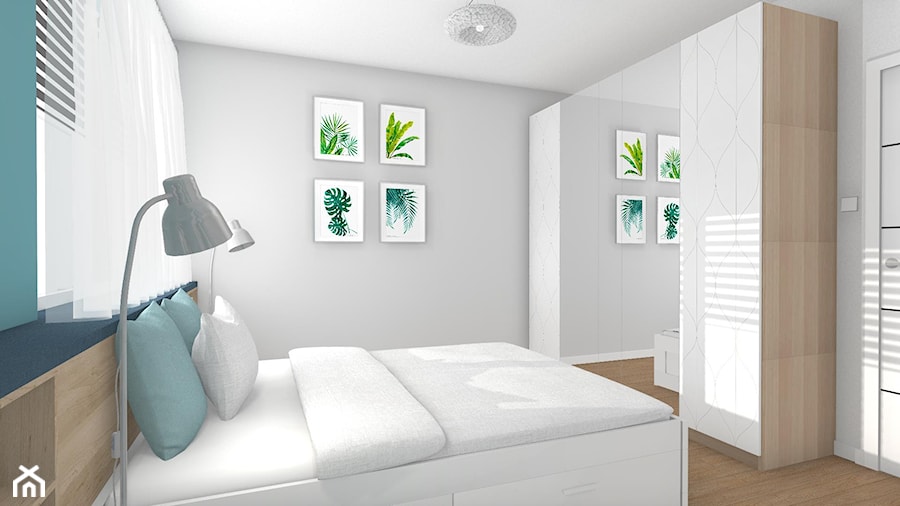 Pastelowo - Średnia szara sypialnia, styl skandynawski - zdjęcie od Justyna Lewicka Design