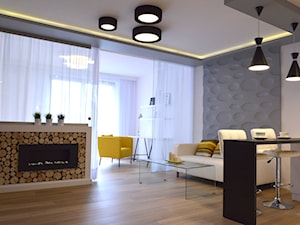 Osiedle Wesoła 1 - Średni biały szary salon z jadalnią, styl nowoczesny - zdjęcie od Justyna Lewicka Design