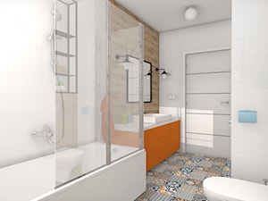 Kolor z elementami loftowymi - Średnia na poddaszu bez okna łazienka, styl nowoczesny - zdjęcie od Justyna Lewicka Design