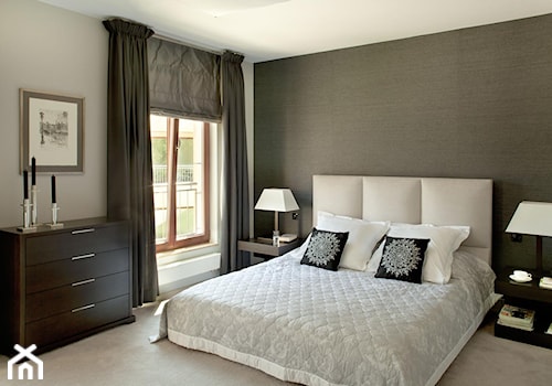 Apartament modernistyczny - Średnia biała szara sypialnia, styl tradycyjny - zdjęcie od CKTprojekt