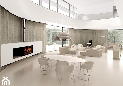 Rezydencja minimalistyczna - Duży beżowy salon, styl minimalistyczny - zdjęcie od CKTprojekt