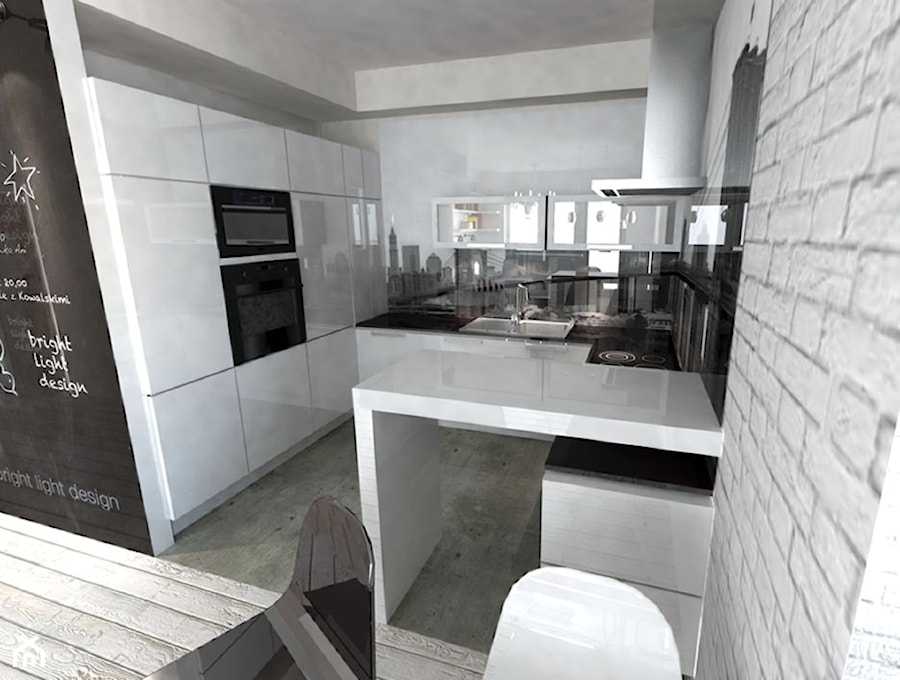hol salon kuchnia ➊ - Kuchnia, styl nowoczesny - zdjęcie od bright light design ❘ architektura wnętrz