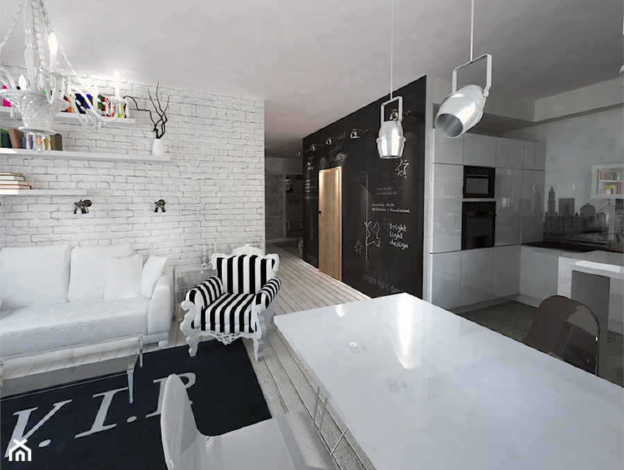 hol salon kuchnia ➊ - Salon, styl nowoczesny - zdjęcie od bright light design ❘ architektura wnętrz