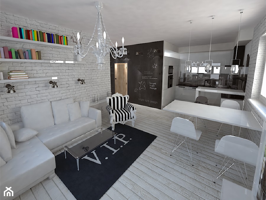 hol salon kuchnia ➊ - Salon, styl nowoczesny - zdjęcie od bright light design ❘ architektura wnętrz