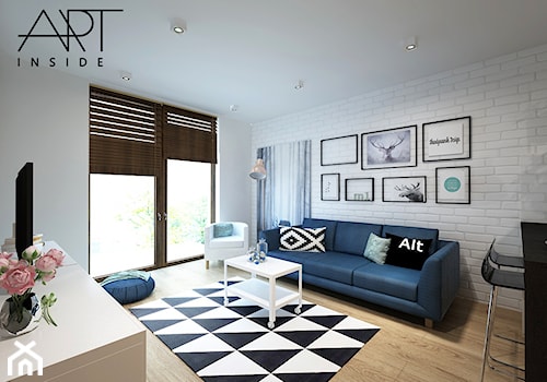 Małe mieszkania- styl nowoczesny - Duży biały salon z jadalnią, styl skandynawski - zdjęcie od ARTINSIDE