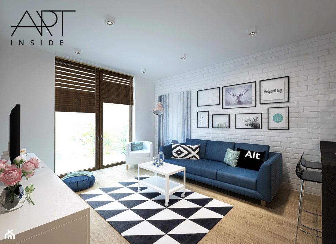 Małe mieszkania- styl nowoczesny - Duży biały salon z jadalnią, styl skandynawski - zdjęcie od ARTINSIDE - Homebook