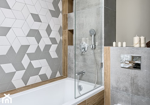 Mieszkanie pokazowe - Średnia łazienka, styl skandynawski - zdjęcie od Q2Design