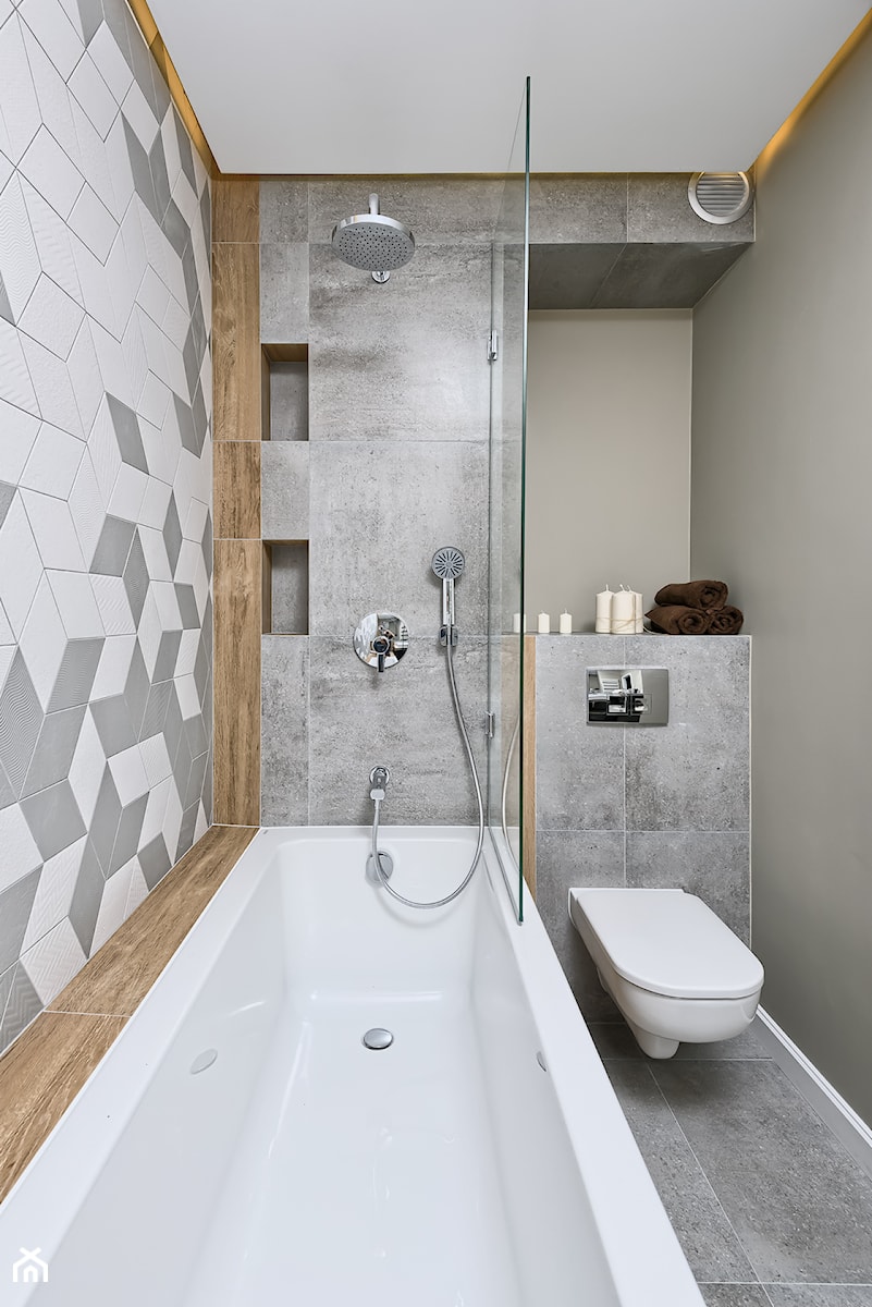 Mieszkanie pokazowe - Mała łazienka, styl skandynawski - zdjęcie od Q2Design