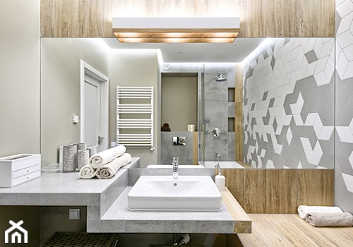 Mieszkanie pokazowe - Średnia bez okna łazienka, styl skandynawski - zdjęcie od Q2Design