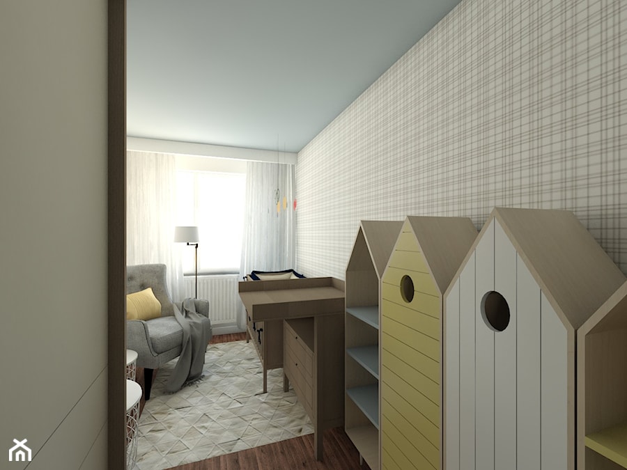 pokój córki - Średni biały szary pokój dziecka dla niemowlaka dla chłopca dla dziewczynki, styl nowoczesny - zdjęcie od Maciejewska Design