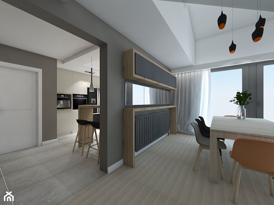 Dom - Średnia biała szara jadalnia jako osobne pomieszczenie, styl nowoczesny - zdjęcie od Maciejewska Design