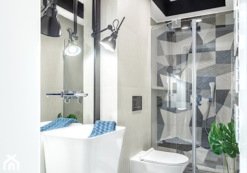 Dom jednorodzinny - Średnia bez okna z lustrem z punktowym oświetleniem łazienka, styl nowoczesny - zdjęcie od Maciejewska Design