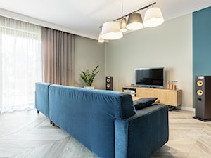 Dom jednorodzinny - Mały niebieski szary salon, styl nowoczesny - zdjęcie od Maciejewska Design