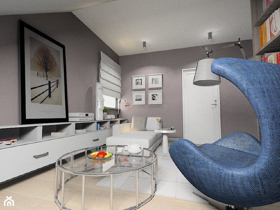 Średnie w osobnym pomieszczeniu z sofą szare biuro, styl nowoczesny - zdjęcie od Maciejewska Design