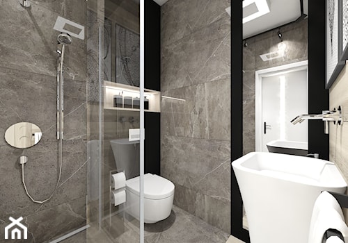 Łazienka dla gości - Mała bez okna z lustrem łazienka - zdjęcie od Maciejewska Design