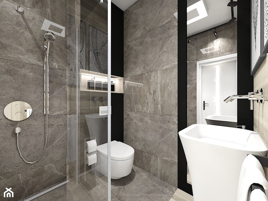 Łazienka dla gości - Mała bez okna z lustrem łazienka - zdjęcie od Maciejewska Design