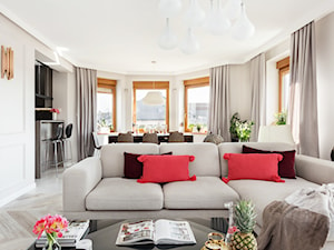Mieszkanie10 - Średni szary salon z kuchnią z jadalnią - zdjęcie od Maciejewska Design