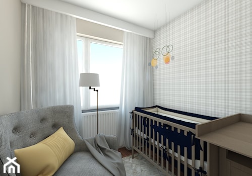 pokój córki - Mały biały szary pokój dziecka dla niemowlaka dla chłopca dla dziewczynki, styl nowoczesny - zdjęcie od Maciejewska Design