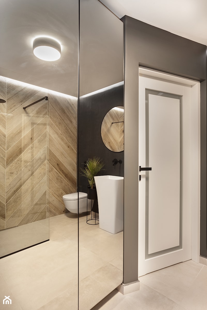 Mieszkanie10 - Średnia bez okna z lustrem łazienka - zdjęcie od Maciejewska Design
