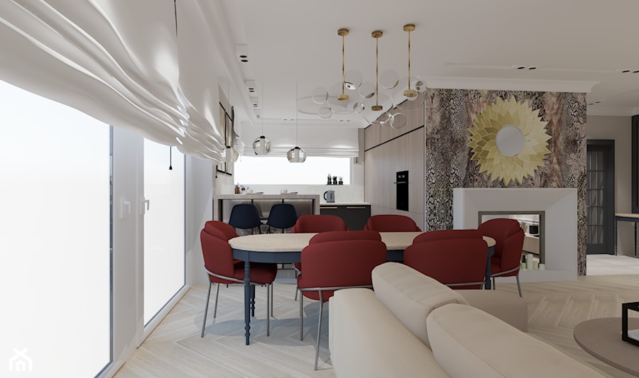 Salon kuchnia i oranżeria w wersji klasycznej - Jadalnia - zdjęcie od Maciejewska Design