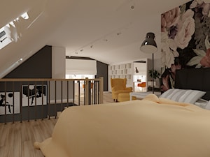 Pokój nastolatki na poddaszu - Duża biała sypialnia na poddaszu - zdjęcie od Maciejewska Design