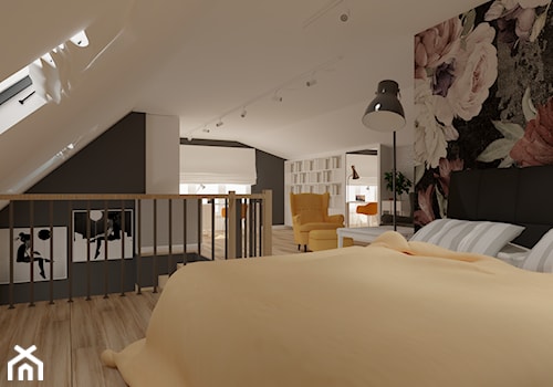Pokój nastolatki na poddaszu - Duża biała sypialnia na poddaszu - zdjęcie od Maciejewska Design