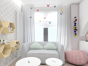 dom jednorodzinny (projekt Opałek) - Mały biały szary pokój dziecka dla dziecka dla nastolatka dla chłopca dla dziewczynki - zdjęcie od Maciejewska Design