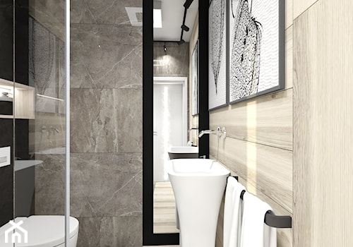 Łazienka dla gości - Mała bez okna z marmurową podłogą z punktowym oświetleniem łazienka - zdjęcie od Maciejewska Design