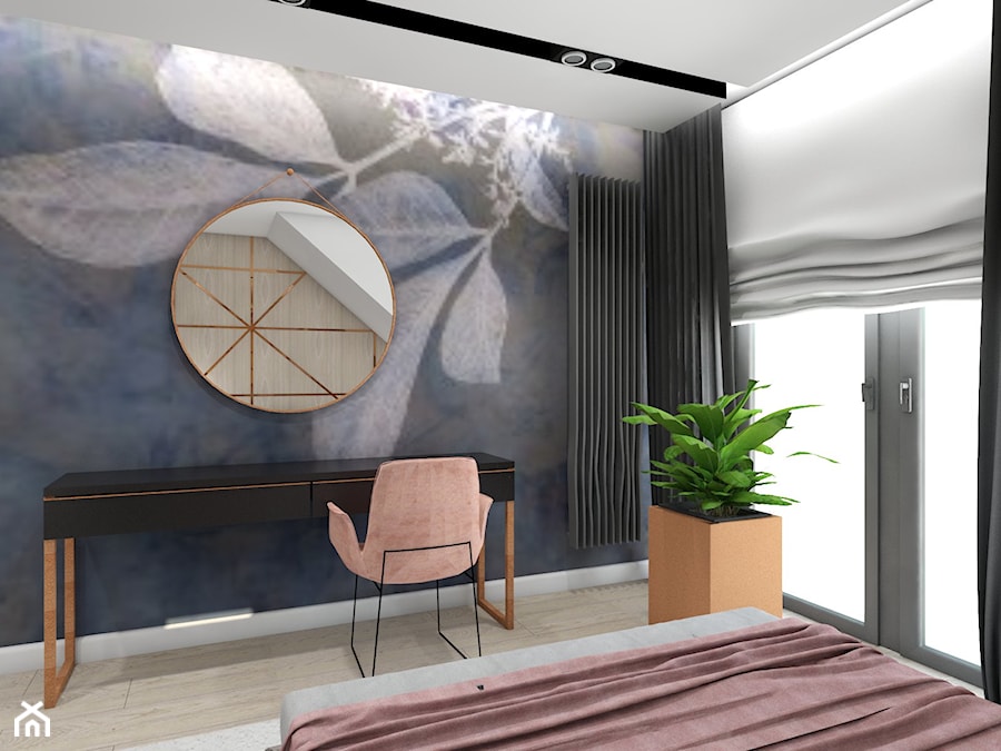 dom jednorodzinny (projekt Opałek) - Mała szara z biurkiem sypialnia - zdjęcie od Maciejewska Design