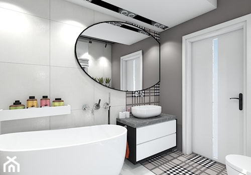Łazienka przy sypialni - Średnia bez okna z lustrem z punktowym oświetleniem łazienka - zdjęcie od Maciejewska Design
