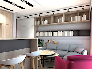 Mieszkanie młodej singielki - Średni szary salon z kuchnią z jadalnią - zdjęcie od Maciejewska Design