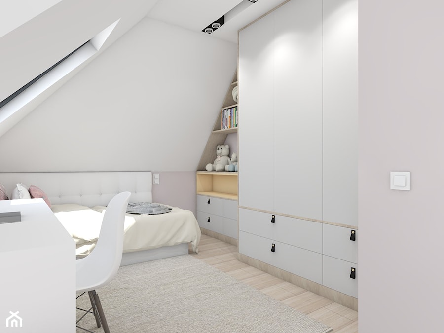 dom jednorodzinny (projekt Opałek) - Średni beżowy biały pokój dziecka dla nastolatka dla dziewczynki - zdjęcie od Maciejewska Design