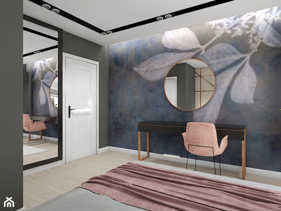 dom jednorodzinny (projekt Opałek) - Średnia czarna szara sypialnia - zdjęcie od Maciejewska Design