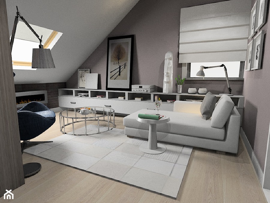 Średnie w osobnym pomieszczeniu z sofą szare biuro, styl nowoczesny - zdjęcie od Maciejewska Design