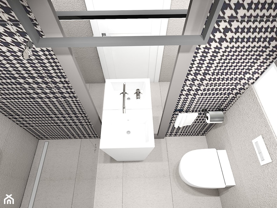 dom jednorodzinny (projekt Opałek) - Mała bez okna z lustrem łazienka - zdjęcie od Maciejewska Design