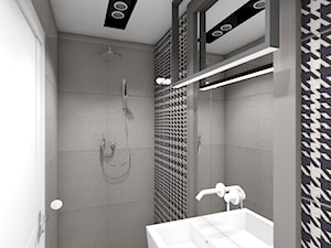 dom jednorodzinny (projekt Opałek) - Mała bez okna z lustrem z punktowym oświetleniem łazienka - zdjęcie od Maciejewska Design