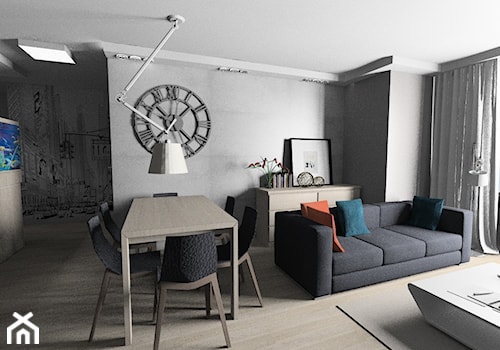 Mieszkanie - Mały szary salon z jadalnią, styl nowoczesny - zdjęcie od Maciejewska Design