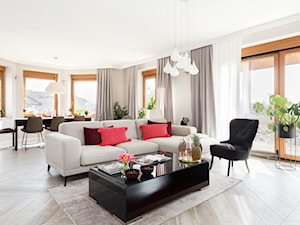 Mieszkanie10 - Duży biały salon z jadalnią - zdjęcie od Maciejewska Design
