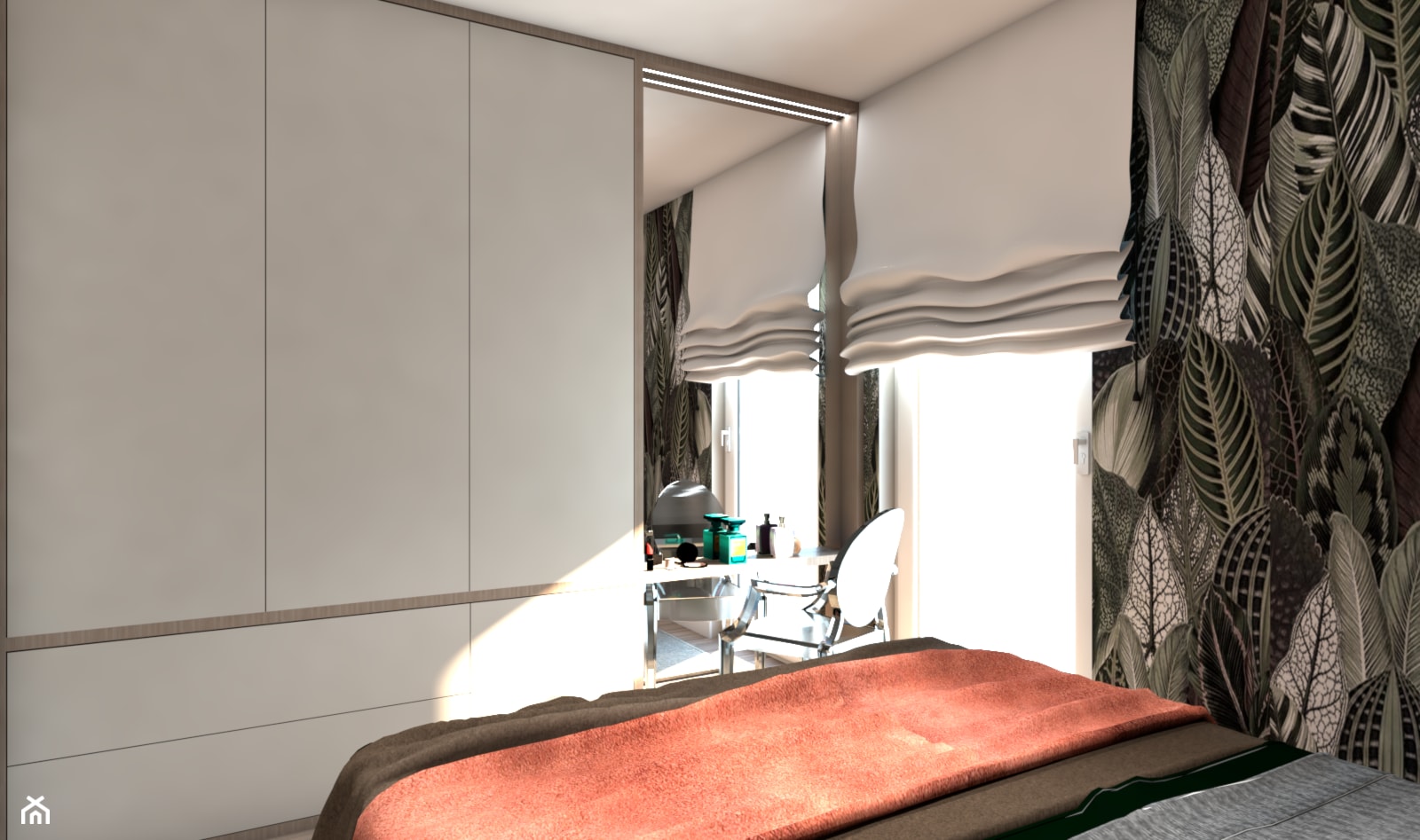 Mieszkanie młodej singielki - Mała biała zielona sypialnia - zdjęcie od Maciejewska Design - Homebook