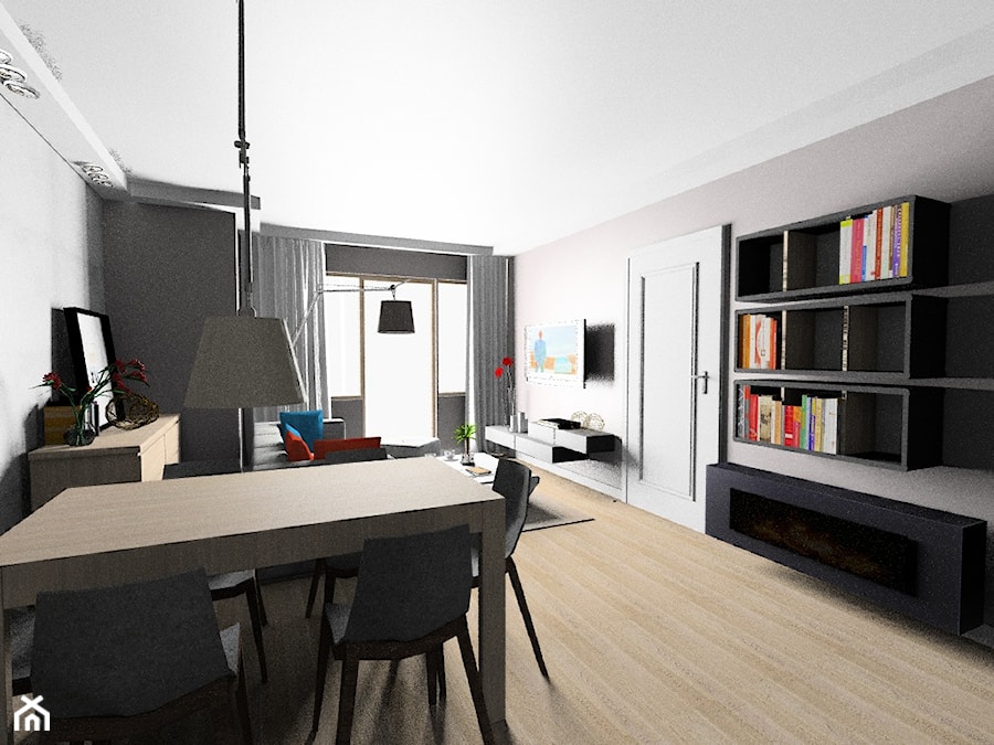 Mieszkanie - Średni szary salon z jadalnią, styl nowoczesny - zdjęcie od Maciejewska Design