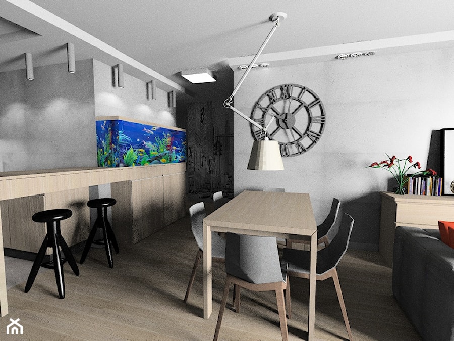 Mieszkanie - Mały szary salon z jadalnią, styl nowoczesny - zdjęcie od Maciejewska Design