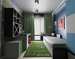 pokój dzieci - Mały szary niebieski pokój dziecka dla nastolatka dla chłopca, styl nowoczesny - zdjęcie od Maciejewska Design - Homebook