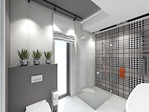 Łazienka przy sypialni - Średnia z punktowym oświetleniem łazienka z oknem - zdjęcie od Maciejewska Design