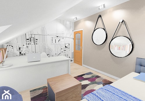 Średni biały szary pokój dziecka dla dziecka dla nastolatka dla chłopca dla dziewczynki, styl nowoczesny - zdjęcie od Maciejewska Design