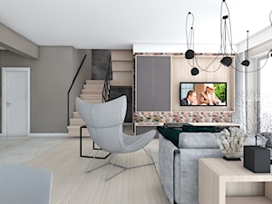 dom jednorodzinny (projekt Opałek) - Średni czarny szary salon - zdjęcie od Maciejewska Design