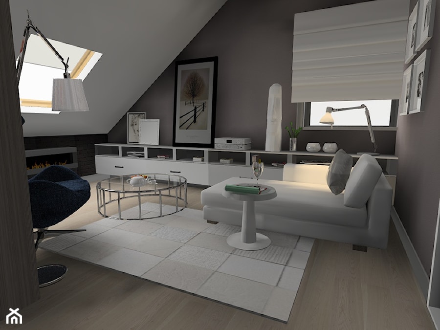 Średnie w osobnym pomieszczeniu z sofą białe szare biuro, styl nowoczesny - zdjęcie od Maciejewska Design