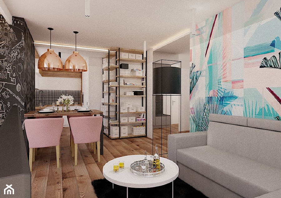 Mieszkanie 65m2 - Mały salon z jadalnią, styl nowoczesny - zdjęcie od Ale design Grzegorz Grzywacz